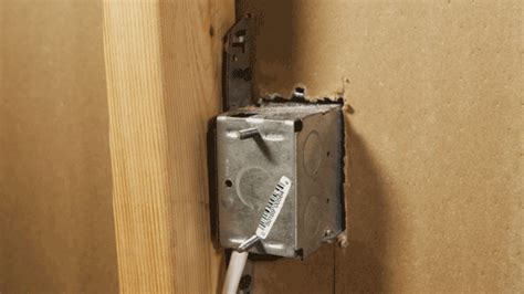 metal wall outlet box loose|outlet hanging out of wall.